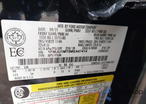 2021 Ford Expedition Platinum from USA, damaged, VIN 1FMJU1MT9MEA67414